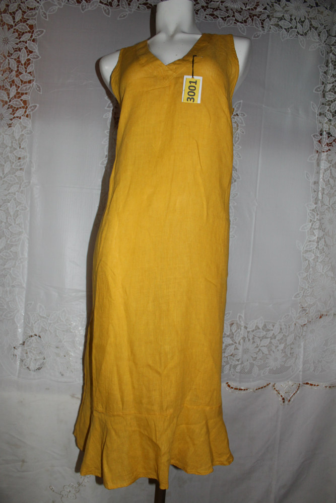 Vestido de lino Amarillo sin manja Modelo Dulce Pecado Italiano Codigo  19A749 – La Boutique